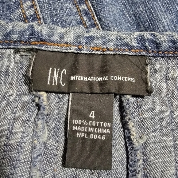 INC International Concepts Medium Wash Denim Panel Skirt Size 4 EUC - Picture 2 of 10